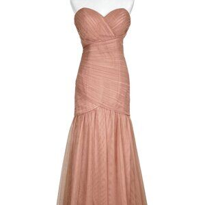Bari Jay Dusty Rose Strapless Ruched Tulle Bridesmaid Dress Size 10
